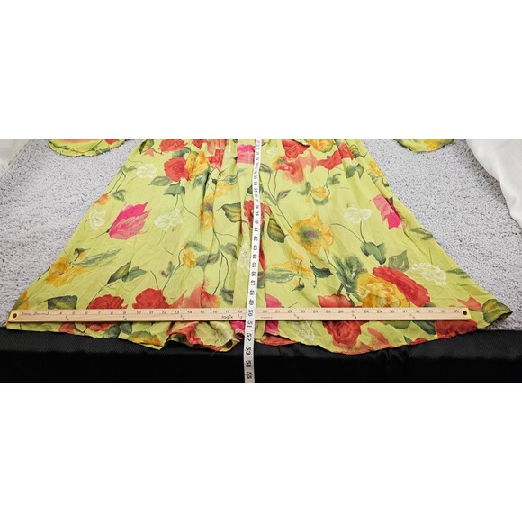 Vintage URU Womens Silk Maxi Dress Floral Kimono Duster Green Boho Art Rare OS - Picture 15 of 15